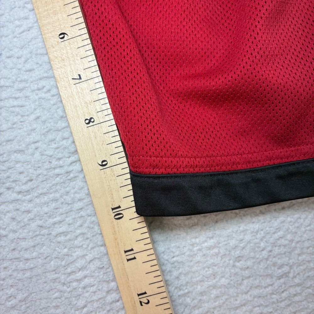 Y2K Nike Baggy Basketball Shorts Men S Red Black Mesh Silky Loose Drawstring - Picture 7 of 9